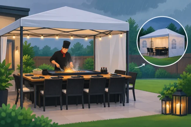 How to Plan Rain Backup for a Backyard Hibachi Party